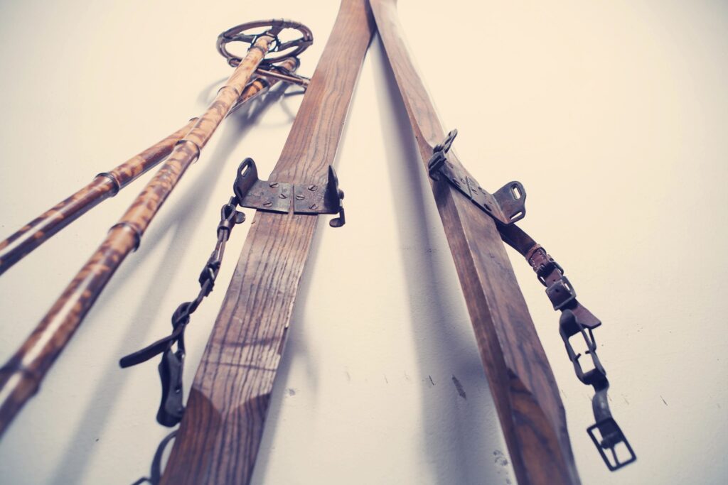 Antique ski equipment