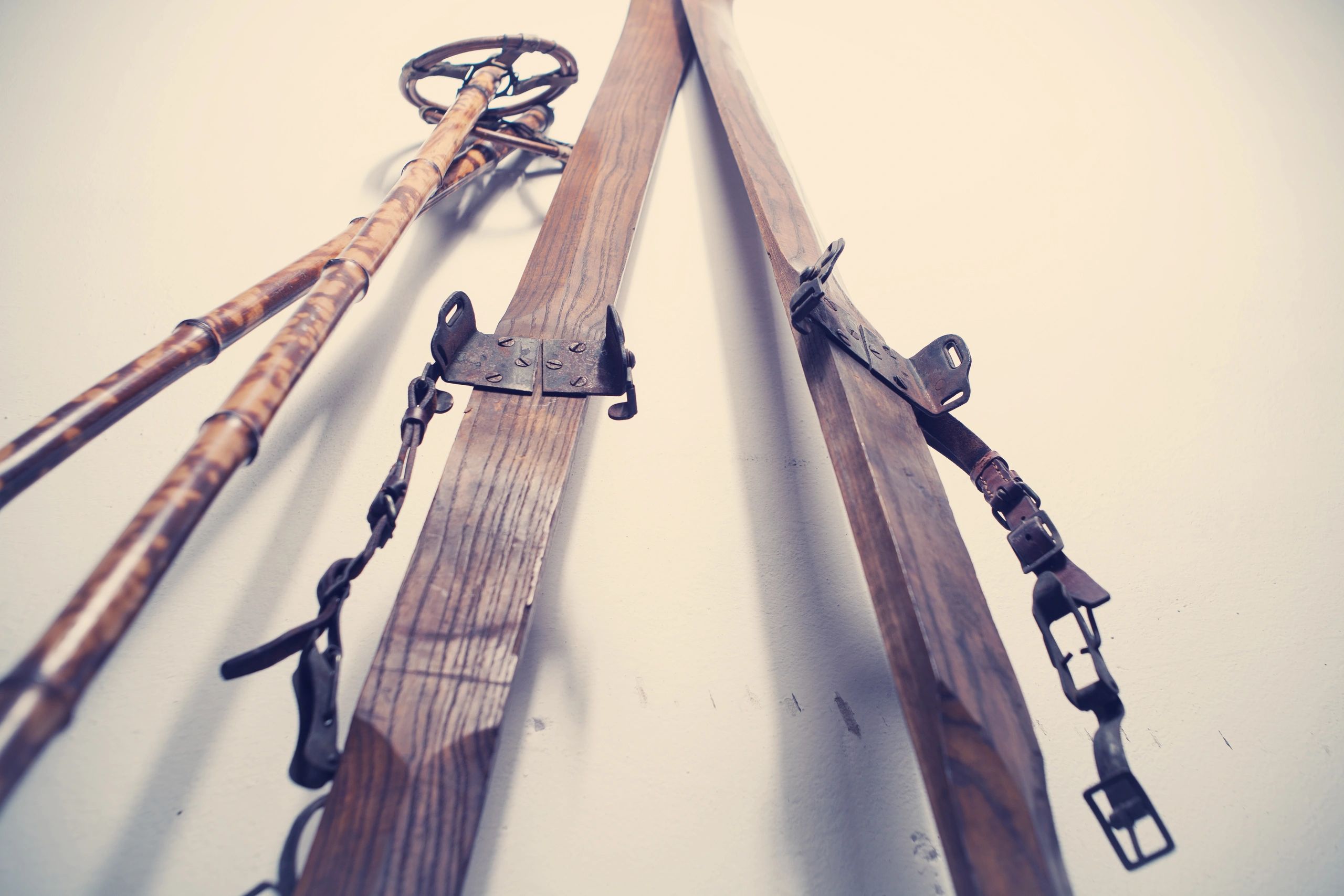 Skis and poles close-up