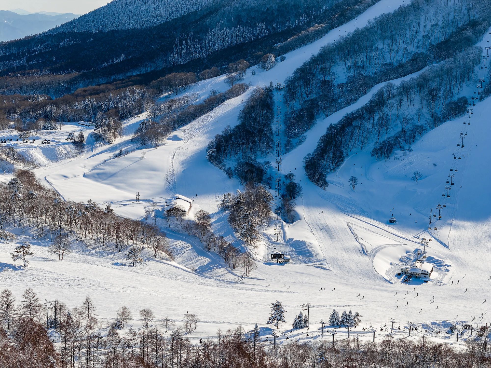 Ski resort landscape with lifts and runs